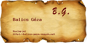 Balics Géza névjegykártya