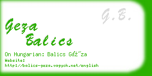 geza balics business card
